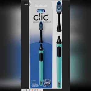 New Oral-B Clic Manual Toothbrush, Teal, with Replaceable Brush Head - 1 Count